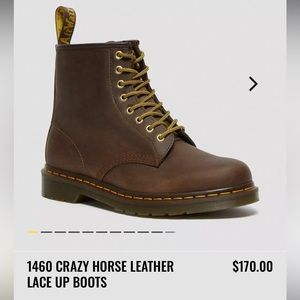Dr Martens 1460 Crazy Horse Leather Lace Up Boots